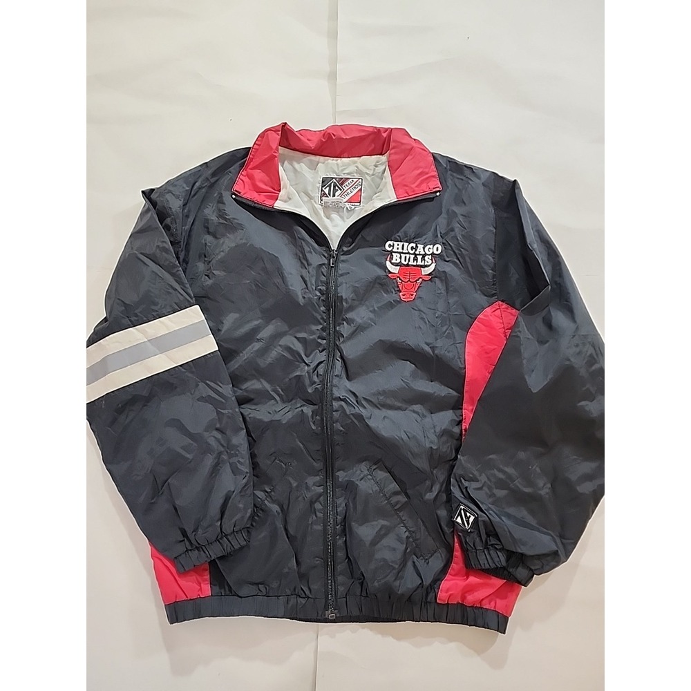 Vtg 90s Team Athletics Chicago Bulls NBA‎ Windbreaker Jacket Zip Youth XL 18-20